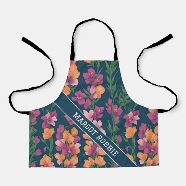 Snapdragons Rainbow Colourful Personalized Pattern Apron (Front)