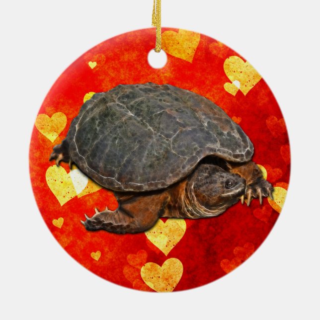 Snapping Turtle Terrapin-lover Gift Ceramic Ornament (Back)