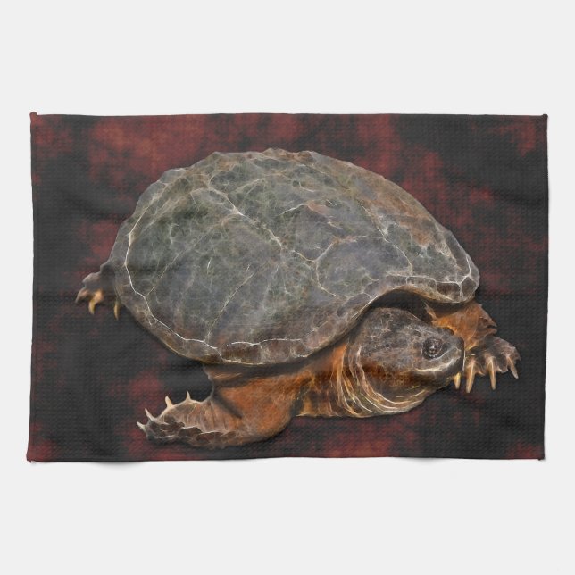 Snapping Turtle Terrapin-lover Gift Kitchen Towel (Horizontal)