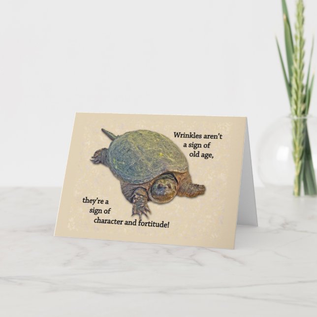 Snapping Turtle Wrinkled Old Age Wisdom Card (Front)