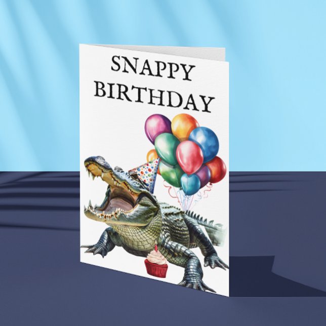 Snappy Birthday Alligator Funny Crocodile  Card (Creator Uploaded)