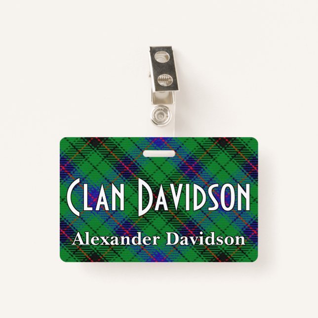 Snappy Clan Davidson Tartan Badge (Front with Clip)