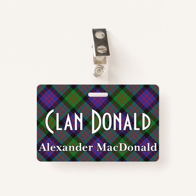Snappy Clan Donald MacDonald Tartan Badge (Front with Clip)