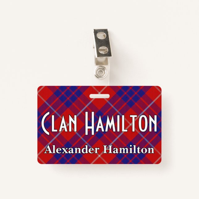 Snappy Clan Hamilton Tartan Badge (Front with Clip)