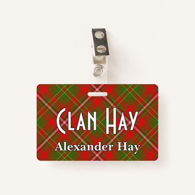 Snappy Clan Hay Tartan Badge (Front with Clip)