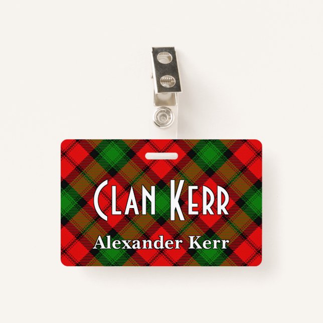 Snappy Clan Kerr Tartan Badge (Front with Clip)