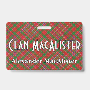 Snappy Clan MacAlister Tartan Badge