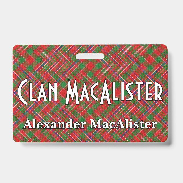 Snappy Clan MacAlister Tartan Badge (Front)