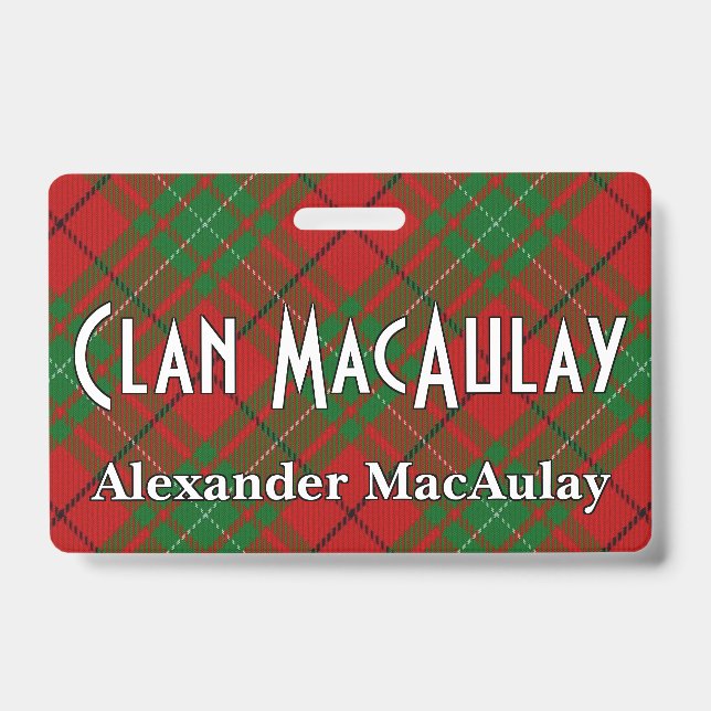 Snappy Clan MacAulay Tartan Badge (Front)