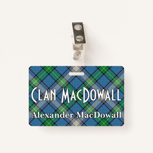 Snappy Clan MacDowall Tartan Badge (Front with Clip)