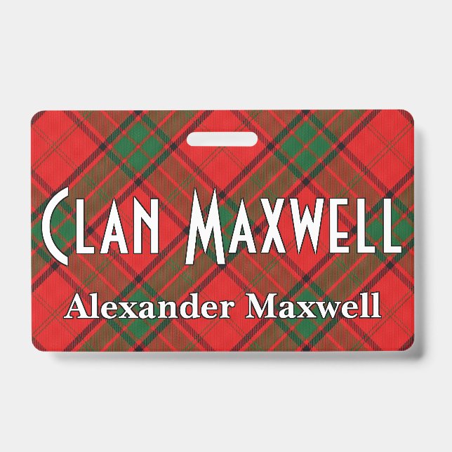 Snappy Clan Maxwell Tartan Badge (Front)