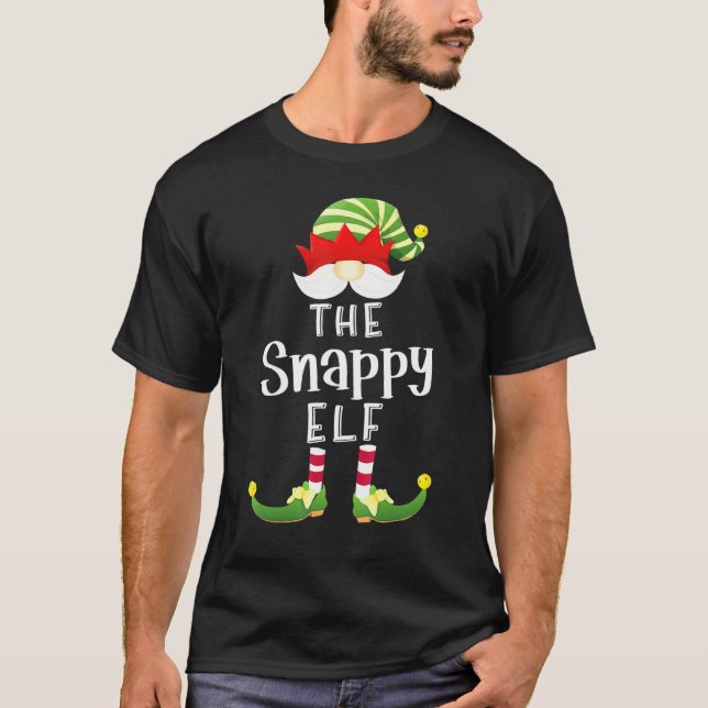 Snappy Elf Group Christmas Pajama Party T-Shirt (Front)