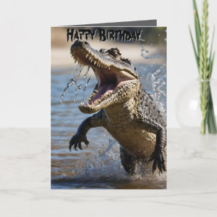 Snappy Jaws: Crocodile Leaping Birthday Card