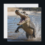 Snappy Jaws: Crocodile Leaping Birthday Card<br><div class="desc">Pictured Is A Bug Scary Crocodile Leaping From The River.</div>