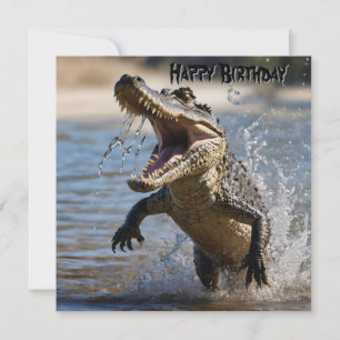 Snappy Jaws: Crocodile Leaping Birthday Card