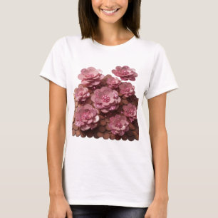 Snappy Silver PINK FLOWERS AND COINS Design T-Shirt