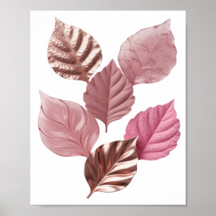 Snappy Silver PINK LEAVES Slogan Design Poster