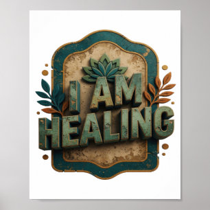 Snappy Teal I AM HEALING Poster
