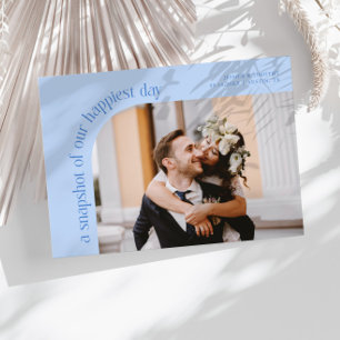 Snapshot Happiest Day Icy Blue Wedding Photo Thank You Card