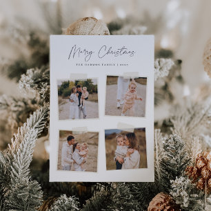 Snapshot Merry Christmas 4 Photo Holiday Card