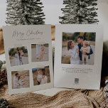 Snapshot | Merry Christmas 5 Photo Holiday Card<br><div class="desc">Add casual elegance to your holiday greetings with these beautiful cards designed to accommodate four square photos. Strips of tape lend a cool snapshot feel to this simple and elegant design (note: tape is a printed image, not actual adhesive affixed to the product). "Merry Christmas" appears in black hand lettered...</div>