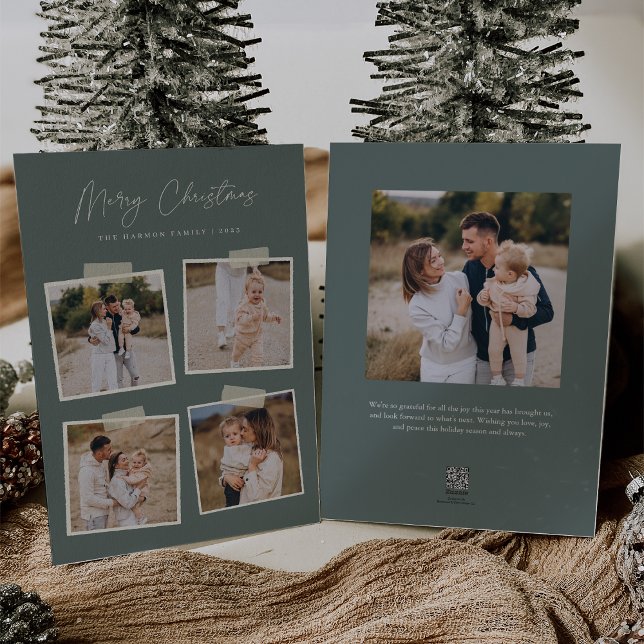 Snapshot | Merry Christmas 5 Photo Holiday Card (Creator Uploaded)