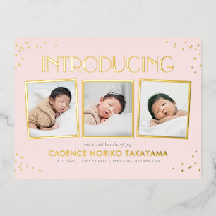 Snapshots amusants Real Foil Baby Faire-part Carte