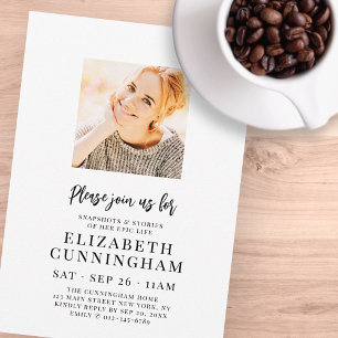 Snapshots and Stories of Her Memorial Modern Photo Invitation