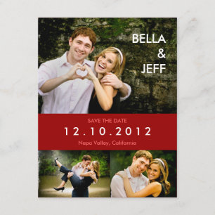 Snapshots Wedding in Red Save the Date Card
