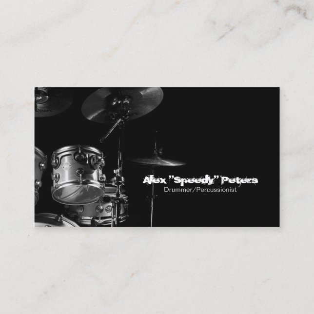 Snare and Tom Grey Drummer Business Card (Front)