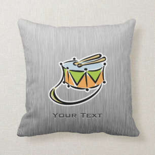 Snare Drum; Brushed metal-look Throw Pillow