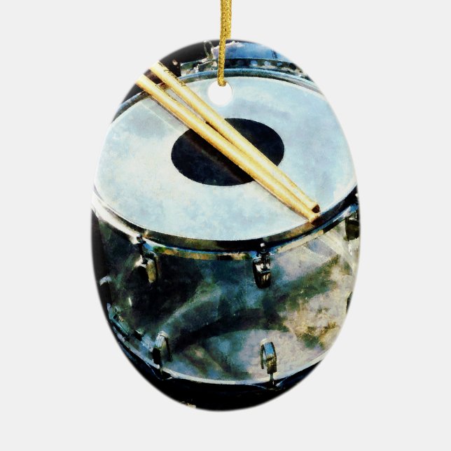 Snare Drum Ceramic Ornament (Front)