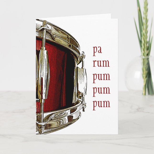 Snare Drum Christmas Card Drummer Boy Drumming (Front)