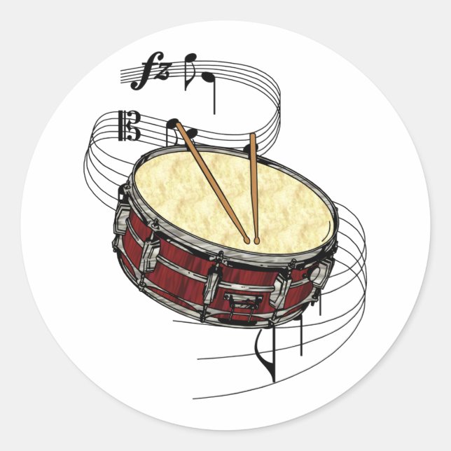 Snare Drum Classic Round Sticker (Front)