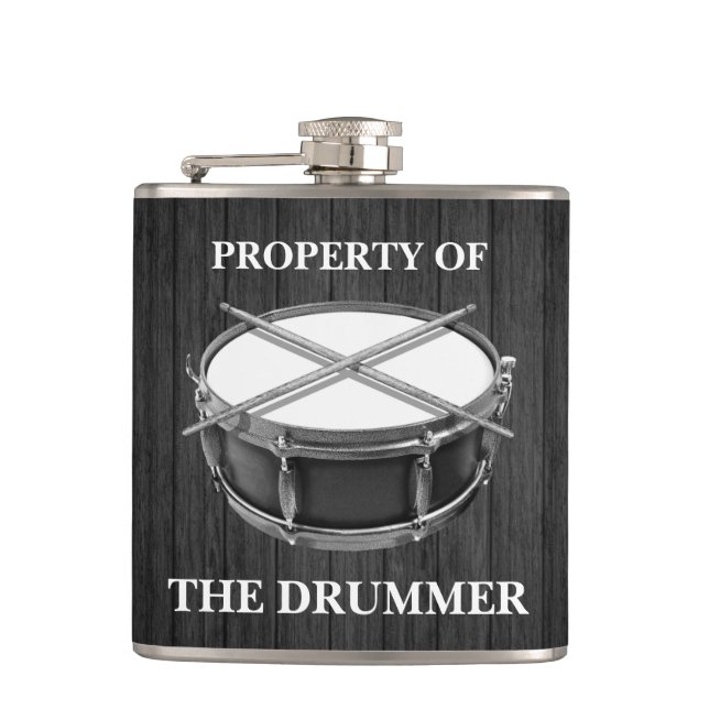 Snare Drum Drumsticks Rock & Roll Musician Drummer Hip Flask (Front)