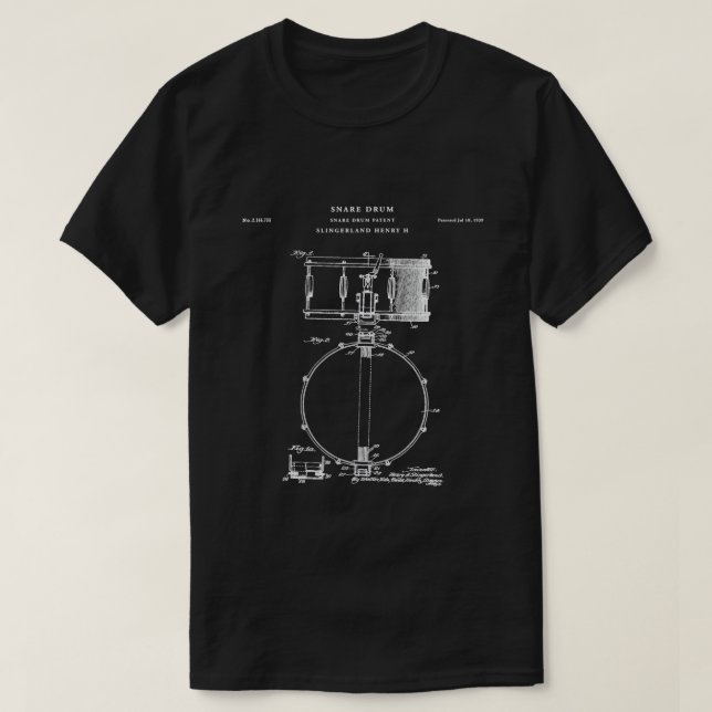 Snare Drum Patent t-shirt - Drum T Shirt (Design Front)