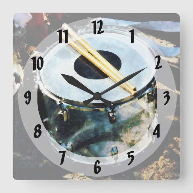 Snare Drum Square Wall Clock (Front)