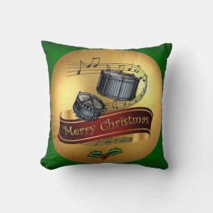 Snare Drums ~ Merry Christmas & Musical Scroll ~   Throw Pillow