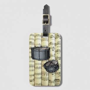 Snare Drums On Rolled Sheet Music ~ Luggage Tag
