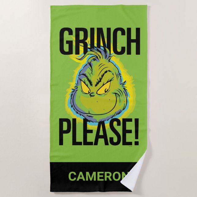 Snarky Grinch | Funny Grinch Please Beach Towel (Front)