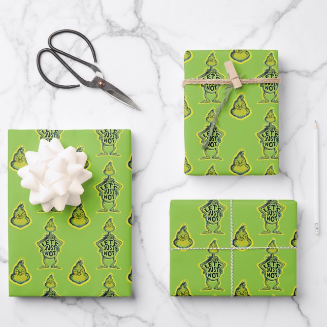 Snarky Grinch | Funny Let's Just Not Wrapping Paper Sheet (Front)