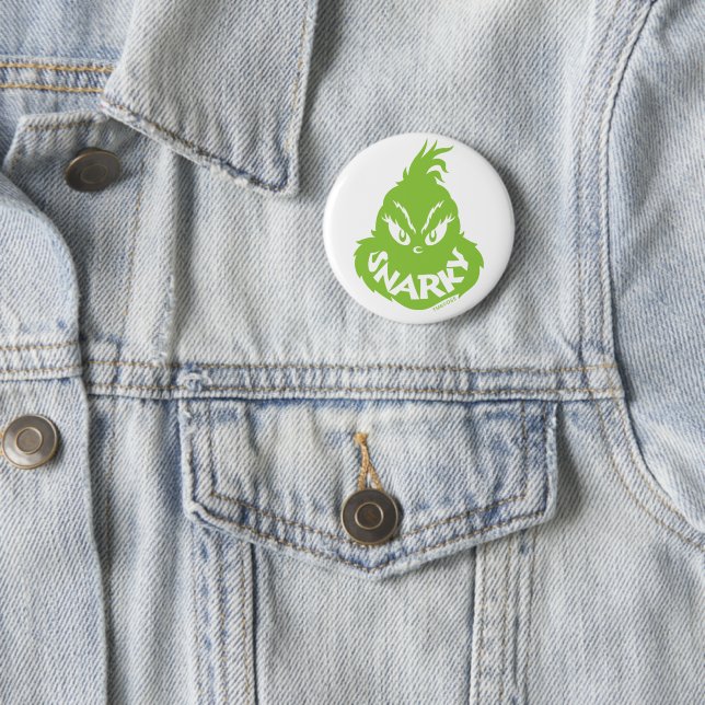Snarky Grinch | Grinch Face 2 Inch Round Button (In Situ)