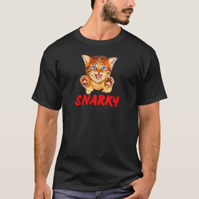 Snarky Hissing Cat Beware  T-Shirt (Front)