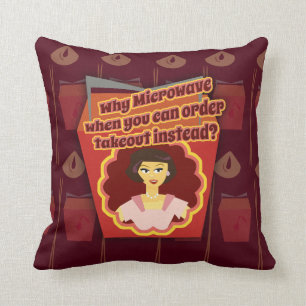 Snarky Microwave Retro Housewife Throw Pillow