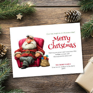 Snarky Santa digital editable Christmas greeting Holiday Card