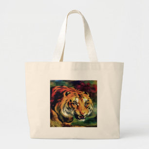Snarling Tiger Artistic Portrait Large Tote Bag