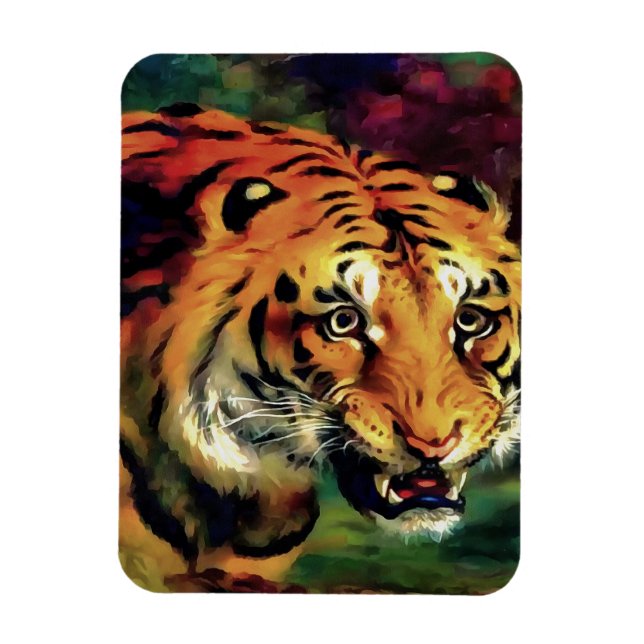 Snarling Tiger Artistic Portrait Magnet (Vertical)