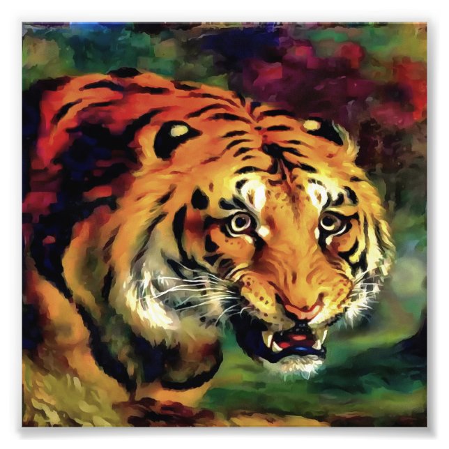Snarling Tiger Artistic Portrait Photo Print (Front)