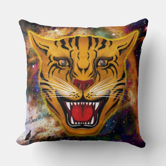 Snarling Tiger Nebula Throw Pillow (Front)
