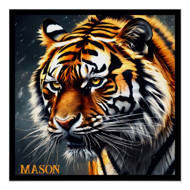 Snarling Tiger Personalized Name Poster (Front)
